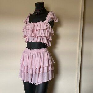 FREE PEOPLE Ruffled Mila Top & Skort Set (Size: S)